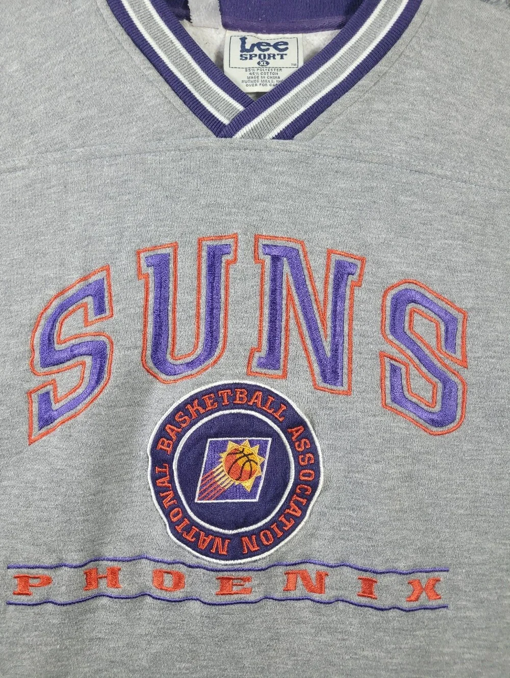 Vintage 90s Phoenix Suns Lee Sport Sweatshirt XL Grey Embroidered Crewneck NBA